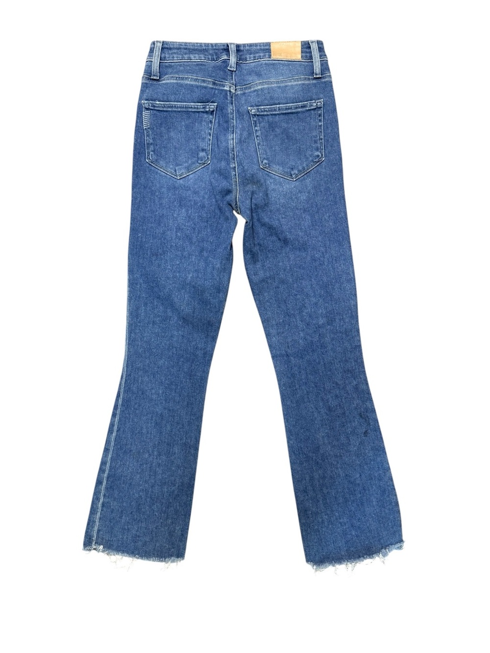 PAIGE Claudine High Rise Crop Flare Raw Hem Jeans Medium Wash Size 26 - Picture 3 of 9